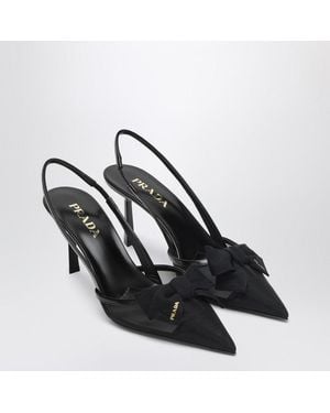 Prada Fabric And Mesh Slingback Pumps - Black