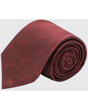 Gucci Silk Tie With All-Over Jacquard Logo Motif - Purple
