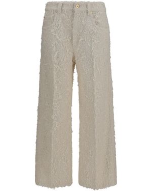 Brunello Cucinelli Square-Leg Dyed Furry Pants With Monili - Gray