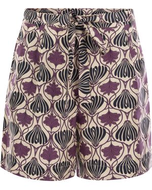 Max Mara Metello Printed Silk Fluid Short Pants - Gray