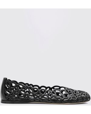 Loewe Anagram Petal Nappa Ballet Flats With Cut-Out Monogram - White
