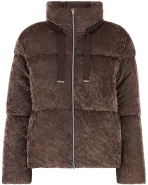 Herno Aubergine Stretch Velvet Down Jacket - Brown