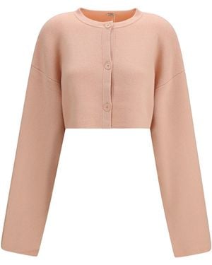 TOTEME Cropped Crewneck Cardigan With Button Fastening - White