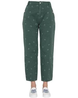 KENZO Paisley-Print Cropped Pants - Green