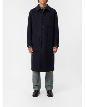 Loewe Single Breasted Wool And Cashmere Coat - Blue