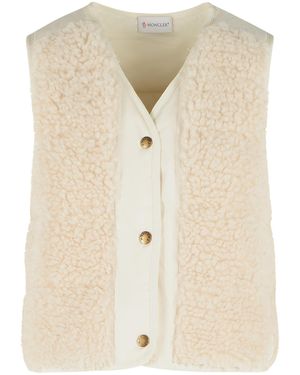 Moncler Ivory Polyester Vest - Natural