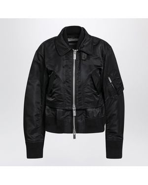 Sacai Satin-Effect Nylon Zip Bomber Jacket - Black