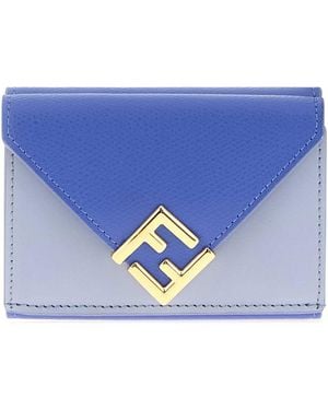 Fendi Two-Tone Leather Wallet - Blue