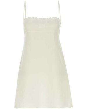Miu Miu Linen Blend Mini Dress - White