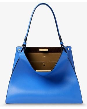 Fendi Way Medium Leather Shoulder Bag With Contrasting Lining - Blue