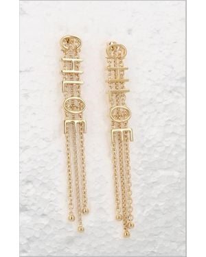 Chloé Drop Earrings Logo Brass - White