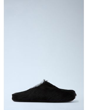 Marni Fussbett Long Haired Mules - Black