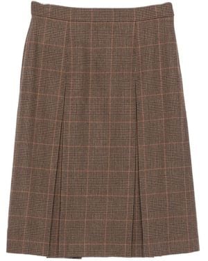 Saint Laurent Prince Of Wales Midi Skirt - Brown