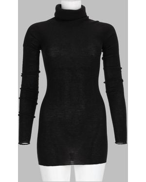 Rick Owens Ribbed Fitted Turtleneck Mini Dress - Black