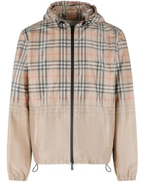 Burberry Hooded Jacket And 'Check' Shaded Sand - Natural