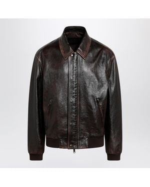 Prada Vintage Nappa Leather Bomber Jacket - Black