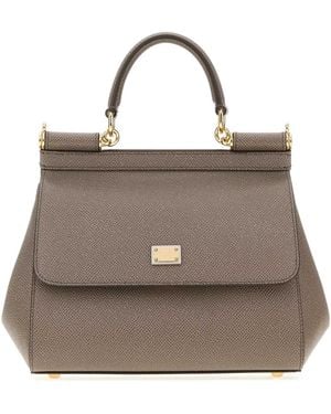 Dolce & Gabbana Dolce & Gabbana Leather Medium Sicily Handbag - Gray
