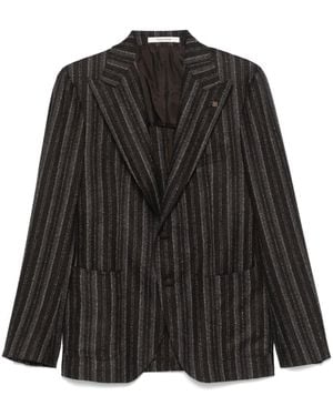 Tagliatore Pinstripe Tailored Blazer With Notched Lapels - Black