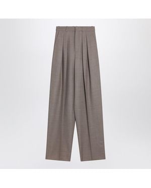 Saint Laurent Wide Taupe Pants - Gray