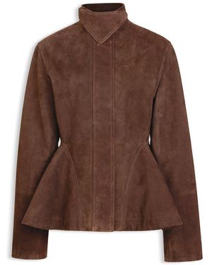 Alaïa Alaia Peplum-Cut Goatskin Suede Jacket - Brown