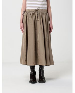 Max Mara Silk Blend Midi Skirt - Natural