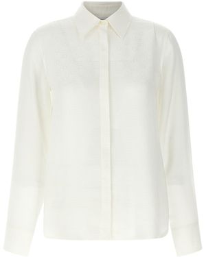 Ferragamo Silk Monogram Jacquard Shirt - White