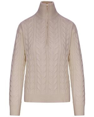 Max Mara Cable Knit Cashmere Yarn Sweater - Natural