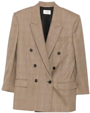 Saint Laurent Wool Double-Breasted Jacket - Natural