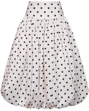 Self-Portrait Cream Polka Dot Taffeta Midi Skirt - White