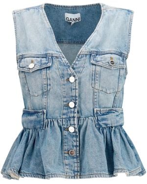 Ganni Lightweight Denim Vest - Blue