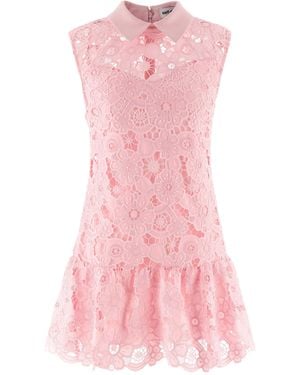 Self-Portrait Openwork Lace Collared Dress - Pink