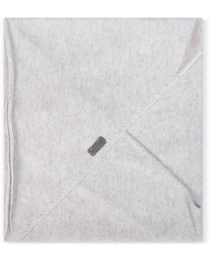 Brunello Cucinelli Pearl Cashmere Scarf With Monili - White