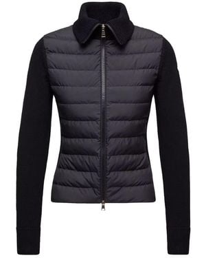Moncler Padded Wool Zip-Up Cardigan - Blue