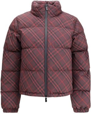 Burberry Check Ambleside Puffer Jacket - Purple