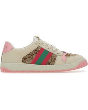 Gucci Screener Web Stripe Leather Sneakers - Multicolor