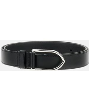 Jacquemus Sleek Narrow Leather Belt With Embossed Logo - Black