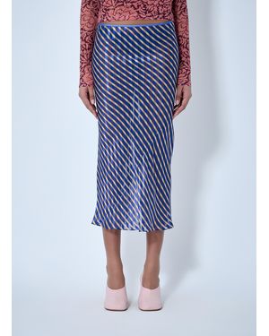 Dries Van Noten Diagonal Stripe Midi Skirt - Blue
