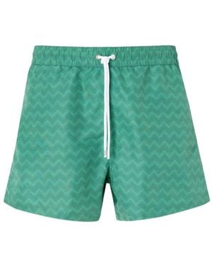 Missoni Drawstring Swim Shorts With Zigzag Pattern - Green