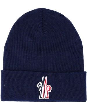 Moncler Logo-Branded Wool Beanie - Blue