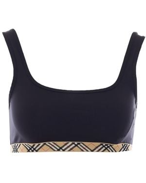 Burberry Bra Swimwear With Check Trim - Blue