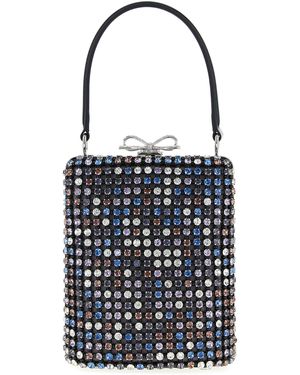Self-Portrait 'Multi Crystal Chainmail' Mini Handbag - Blue
