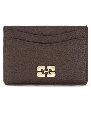 Ganni Textured Faux Leather Card Holder Wallet - White