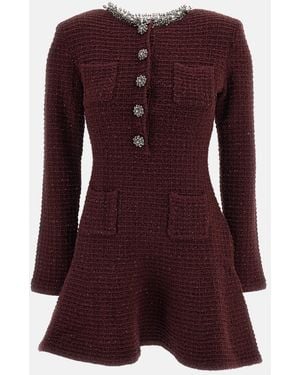 Self-Portrait Textured Knit Embellished Mini Dress