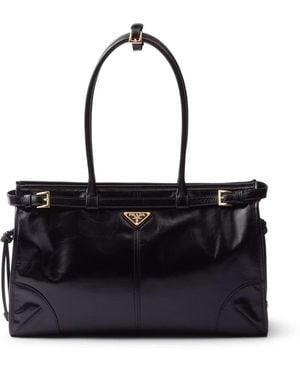 Prada Bonnie Large Leather Handbag - Black