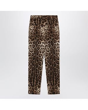 Dolce & Gabbana Dolce&Gabbana Leopard-Print Stretch Wool Canvas Pants - Brown