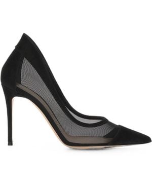 Gianvito Rossi Suede And Mesh Pumps - Black