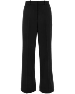 Lanvin Wide Leg Wool Pants With Central Pleat - Black