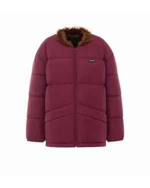 Miu Miu Reversible Technical Fabric And Shearling Down Jacket - Purple