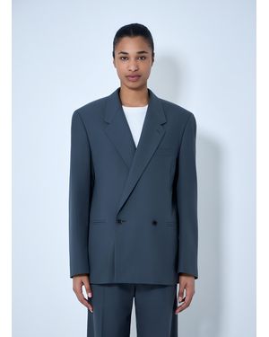 Lemaire Double-Breasted Wool Suit Blazer - Blue