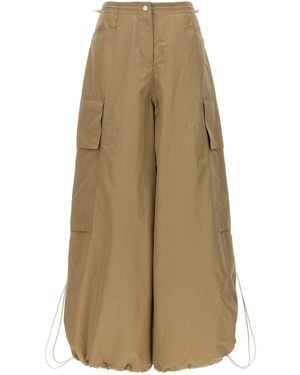 Palm Angels Lightweight Nylon Parachute Pants With Adjustable Cuffs - Natural